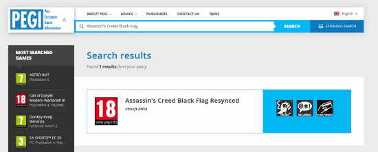 《刺客信条:黑旗》重制版已确认 分级网站结果公布