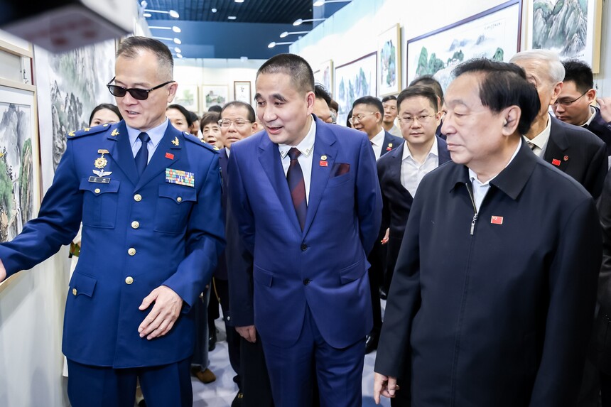 武鹏、程炯陶庆祝新中国75华诞书画展在京开幕(图9)